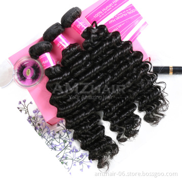 Wholesale Raw Deep Wave Peruvian Human Virgin Cuticle Aligned Hair 3 Bundles Cheap Natural Remy Human Hair Extension For Women